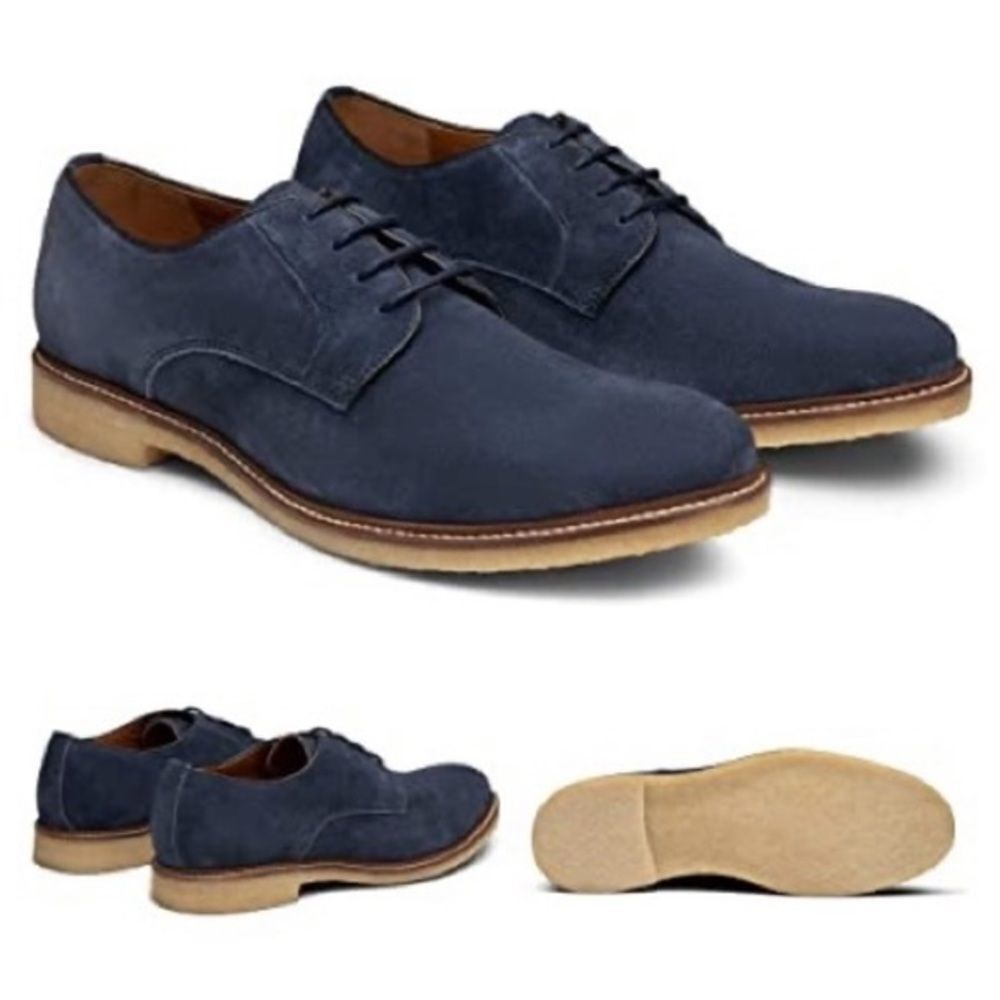 Dunross & Sons Ellis Plain Toe Lace -Up Derby Navy